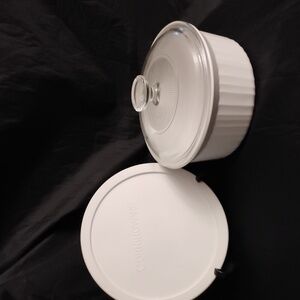 Vintage CorningWare Classic French White Round Dish with Glass Lid